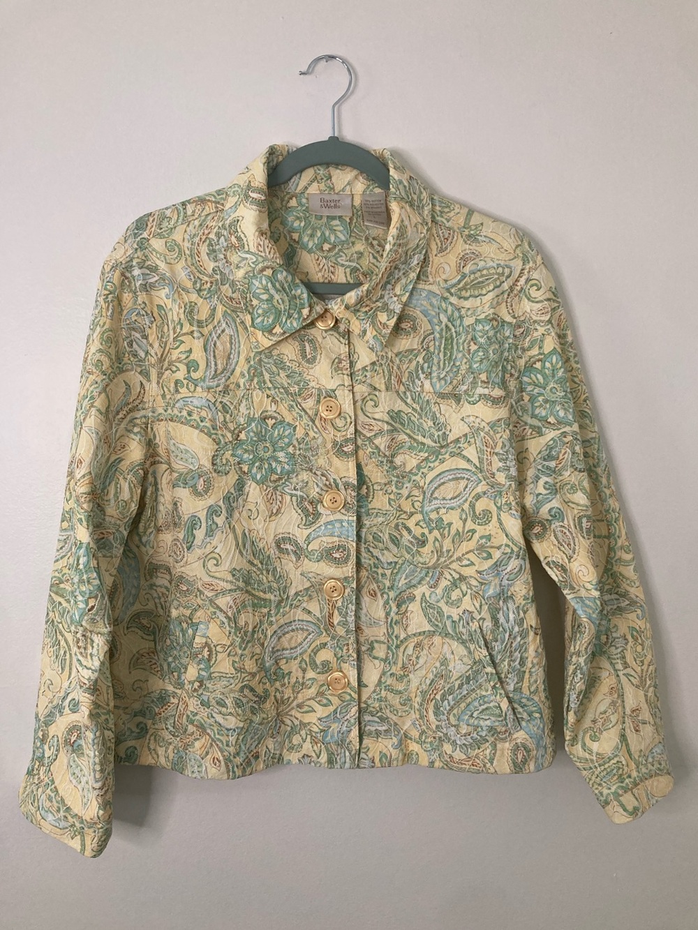 Vintage Baxter & Wells Paisley Cotton Jacket - Size Large - Boho Cottagecore